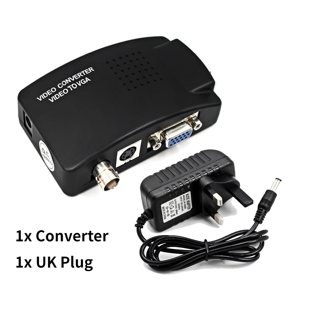 Bnc converter vga s-video naar vga video adapter converter voor digitale harde schijf videorecorder computer laptop naar tv projector: Met britse stekker