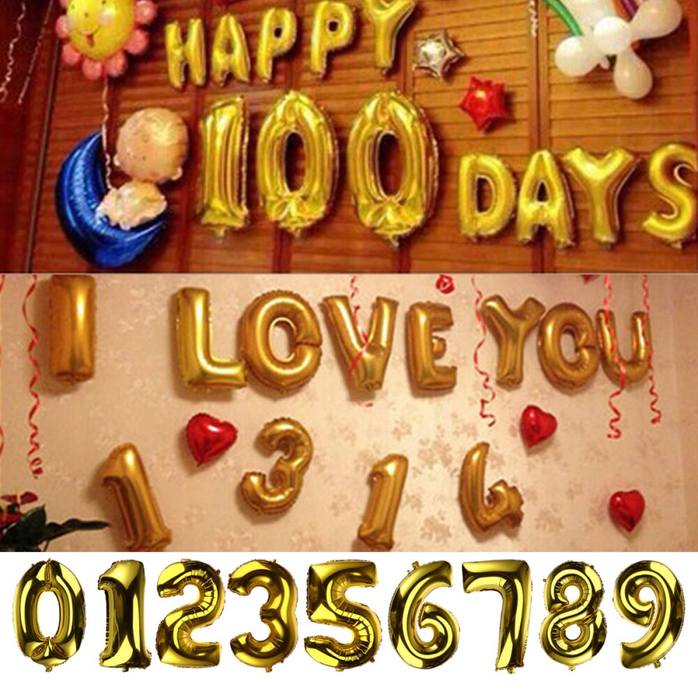 1pc Balloon Large 32 Inch Aluminum Foil Golden Number 5 Balloon for Birthday Wedding Anniversary