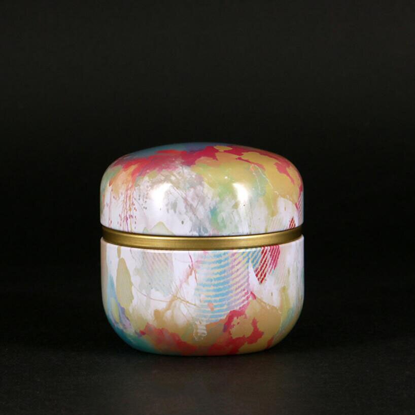 Lata de té de metal de alta gama, creativa, japonesa, pequeña, redonda, portátil, para viaje, caja de embalaje, caja de hierro: 05