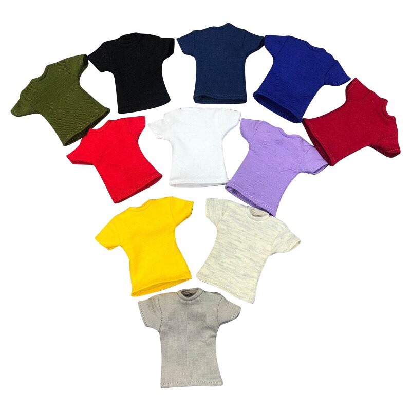 Figurine homme/femme, échelle 1/12, vêtements, couleur unie, T-shirt court, accessoire pour modèle de figurine d'action 6 pouces, en Stock
