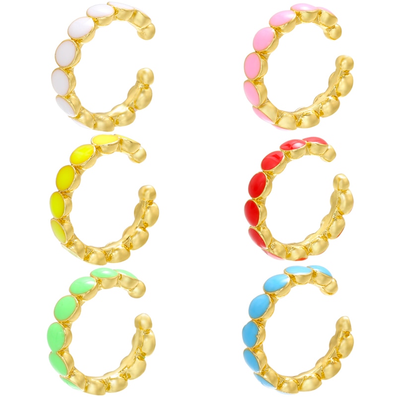 ZHUKOU-pendientes esmaltados para mujer, Clips para las orejas, color dorado, sin perforar, modelo de joyería: VE310,