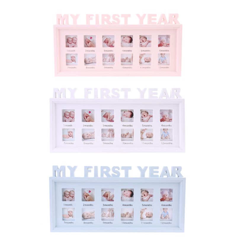 Diy 0-12 måneders baby "mit første år" billeder viser plastik fotoramme souvenirs til minde om børnens voksende hukommelse