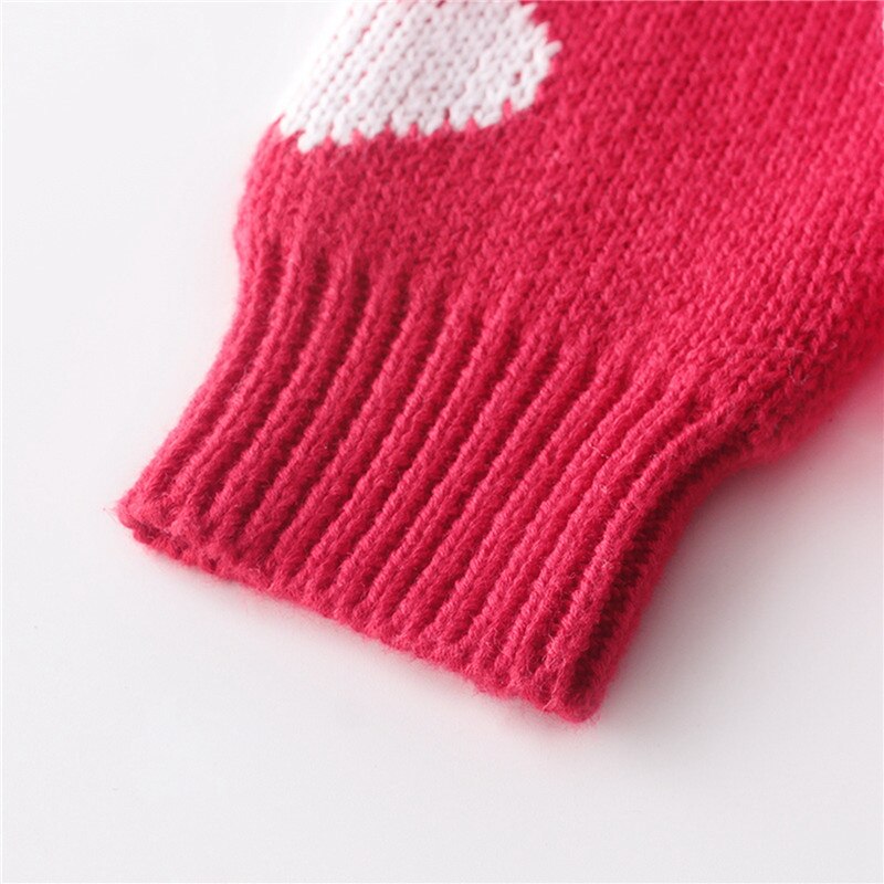 Baby Girl Korean Long sleeve Knitted Sweater Winter Heart Pattern Pullover Sweaters Christmas Knitwear