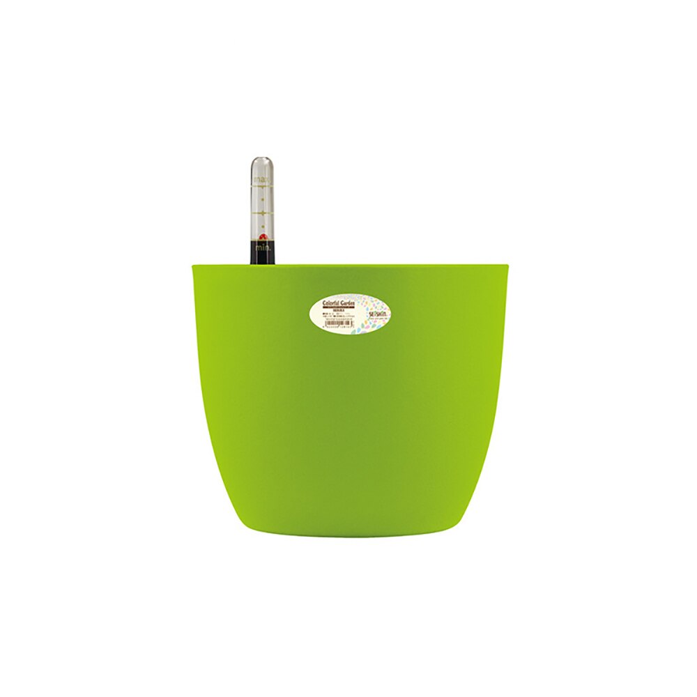 Fargerik selvvanning blomsterpotte fargerik plast blomsterpotte moderne dekorative planter pott hjemmekontor skrivebord dekorasjon: Grønn / S