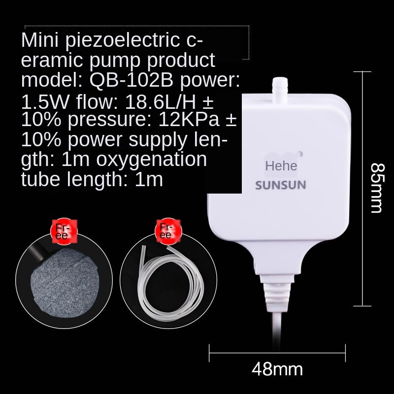 Mini luftpumpe henge sugetank bord øke oksygenpumpe dempet lav lyd, luftkompressor boble stein boble for mini akvarium: Qb102b