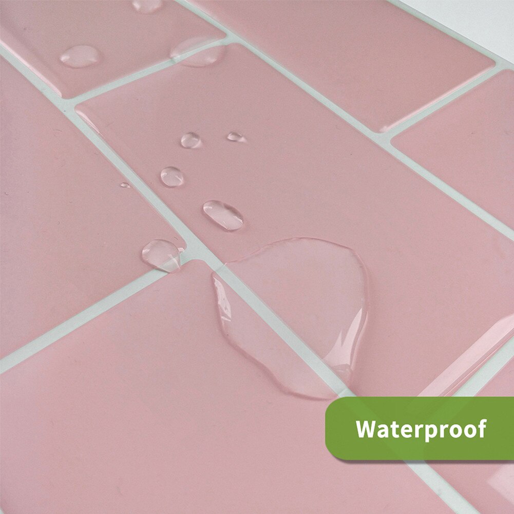 1Pc Wall Stickers PVC 30*13cm Pink Tile Stickers Kitchen Wall Tile Bathroom Mosaic Se-lf Adhesive