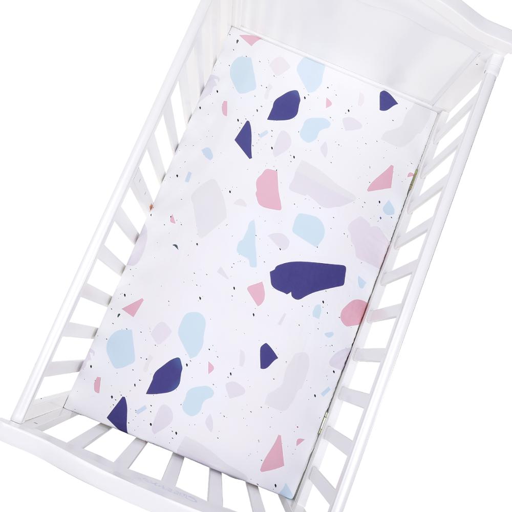 Egmaobaby 100%  bomulds tremmeseng monteret lagen blød babyseng madrasbetræk beskytter tegneserie nyfødt sengetøj til tremmeseng str. 130*70cm: Zld 0007