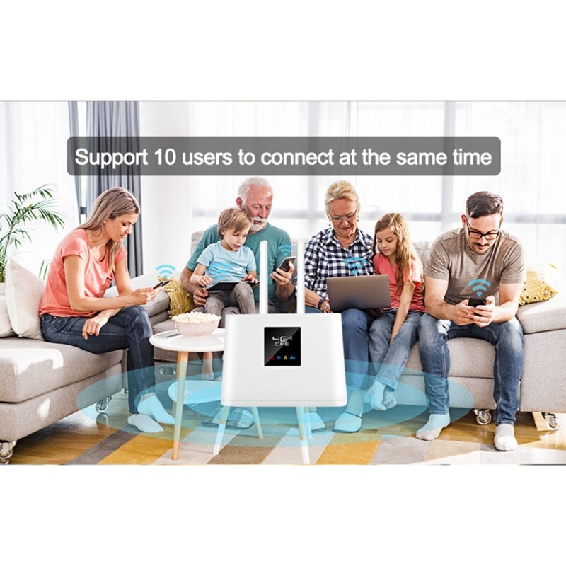 4G Wifi Router Unlocked 4G SIM ROUTER with Slot 150Mbps Wireless Router 2PCS External Antennas WAN/LAN Port (EU Plug)