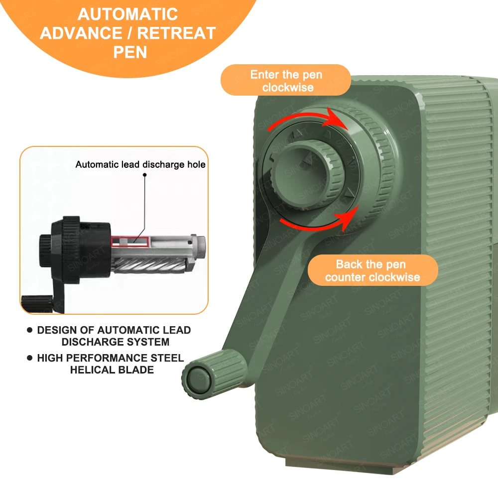 Long Point Art Pencil Sharpener In Stock Green Sketch Pencil Sharpener 5 Gears Adjustable Pencil Sharpeners Handheld