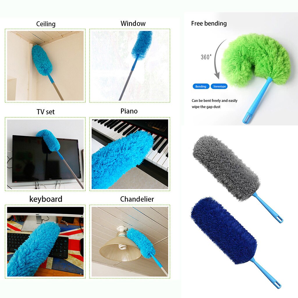 Plumeros-limpiador de polvo telescópico, cepillo de limpieza de microfibra, extraíble y lavable