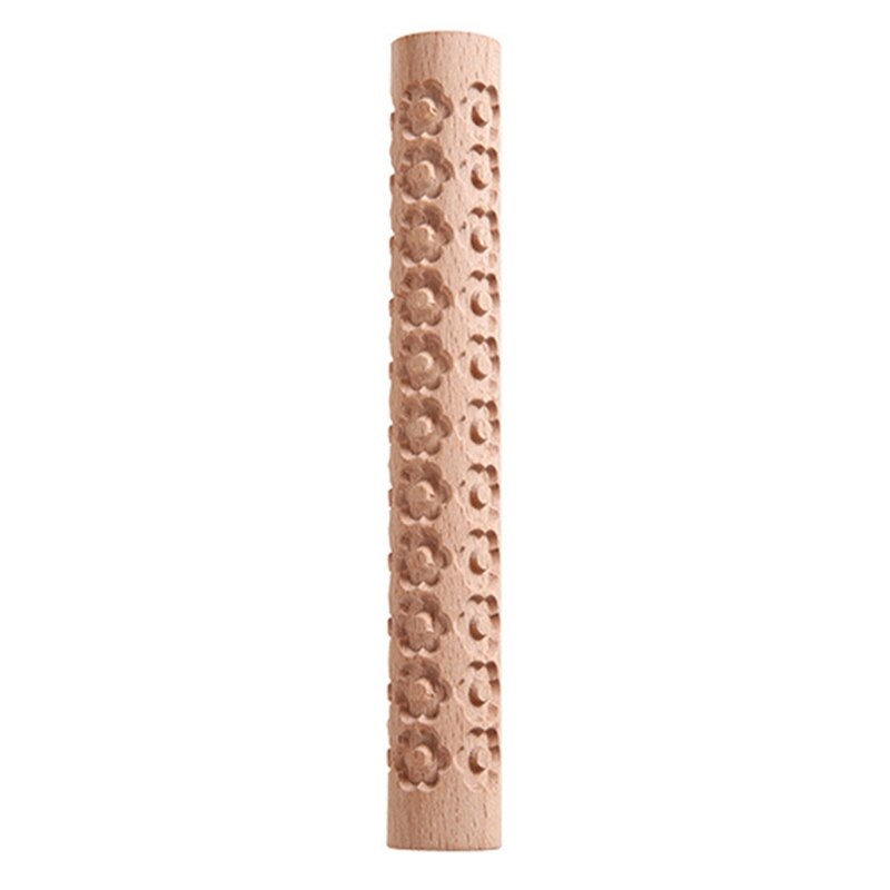 Embossing Rolling Pin Christmas Theme Pattern Engraved Wooden 3D Roller for Embossed Pastry Fondant Cake Dough Kitchen