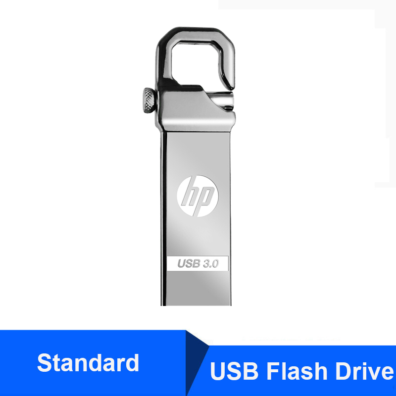 Unidad Flash USB de Metal HP 32GB 64GB DIY Pendrive X750W Cle USB 3,0 memoria Stick llave gancho de pulgar bloqueo Fles disco en llave: 64 GB / X750W Standard