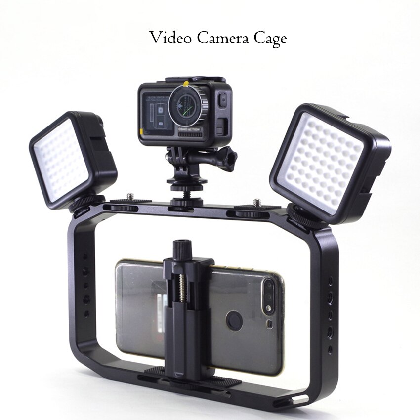 Liga de alumínio handheld suporte da câmera do esporte do telefone suporte gaiola vídeo estabilizador gaiolas para entrevistas de vídeo, fotografia