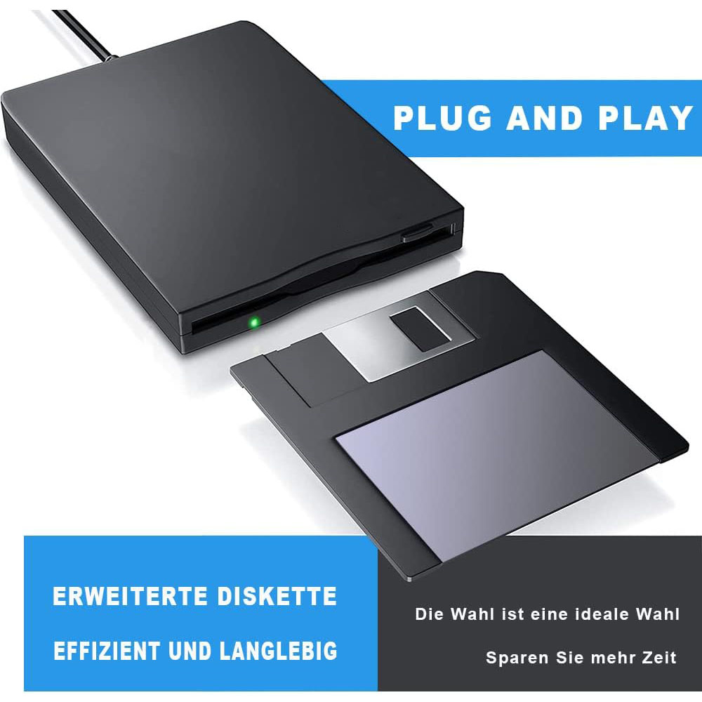 Lecteur de disquette USB portable, lecteur de disquette Fesse pour Mac, Windows 10, 7, 8, XP, Vista PC, ordinateur portable, ordinateur de bureau, 3.5 ", 1.44 Mo