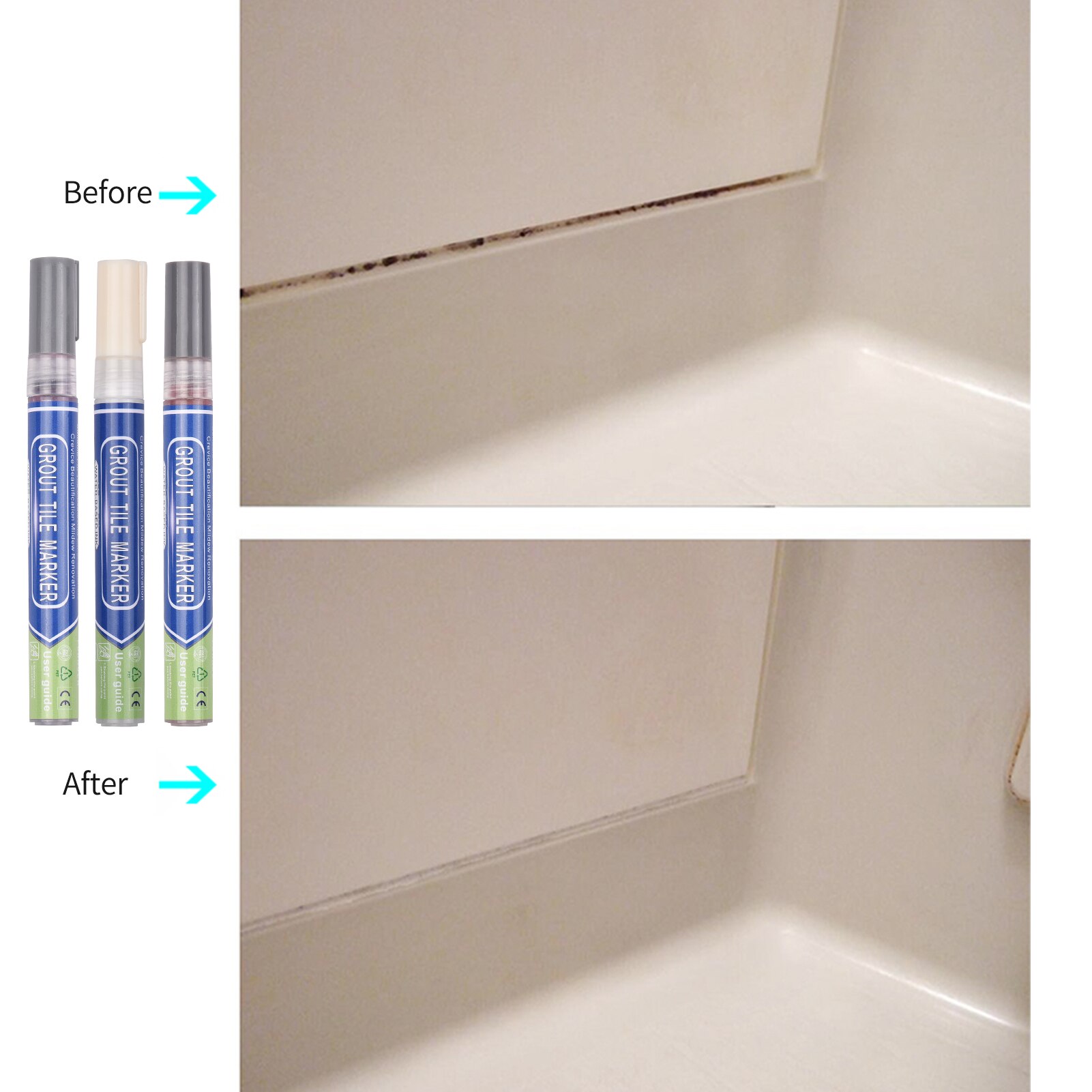 Grout Pen Water Based Tile Grout Paint Pen Renew Repair Marker Tile Gap Line Coating with Replacement Tip Waterproof