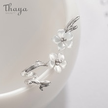 Thaya Wit Cherry S925 Zilveren Oorbellen Bloem Ronde Manchet Oorbellen Voor Vrouwen Elegante Fijne Sieraden