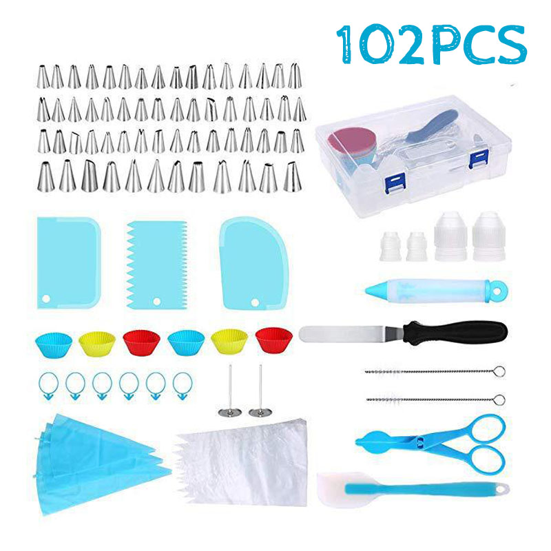 Cake Decorating Tools Kit Rotary Table Baking Tool Piping Nozzle Set Spatula Fondant: 102PCS