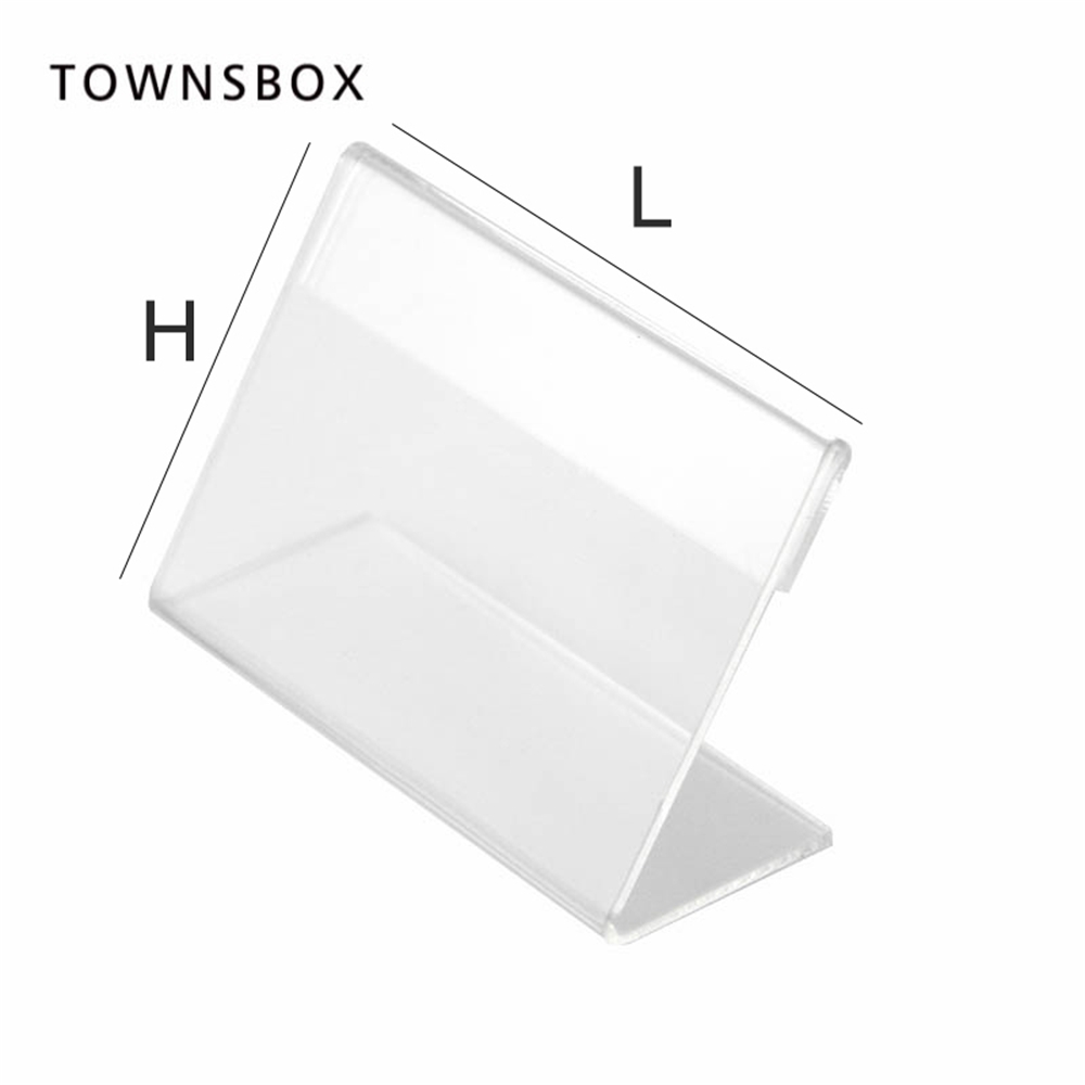 10 Pcs T1.3mm Clear l Shape Table Sign Price Tag Stand Paper Name Card Desk Frame Label Display Holder