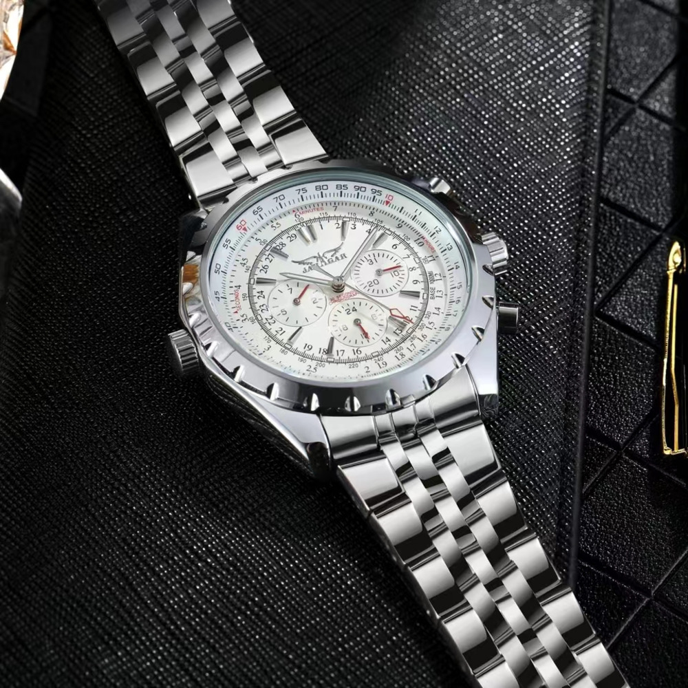 JARAGAR Mechanische Uhr Für Männer Luxus Uhr Große Zifferblatt Kalender Woche Display Leuchtende Edelstahl Männer Uhr Reloj Hombre