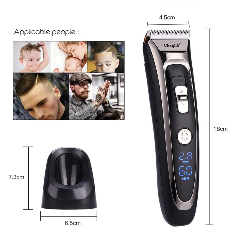 Professionele Tondeuse Oplaadbare Digitale Elektrische Tondeuse Voor Mannen Cordless Haar Knippen Scheermes Kapper Machine Led 4142