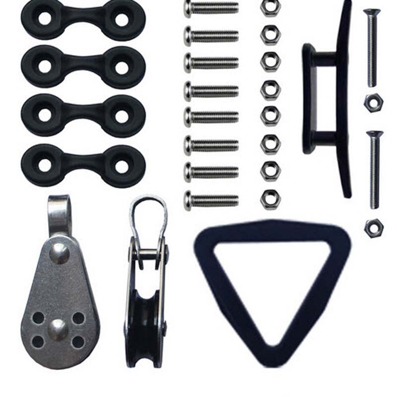 1 Set of Kayak Canoe Anchor Trolley Kit System Pulley Cleat Pad eye Rings for Fishing Inflatable Boat Yatch Dinghy Accessories