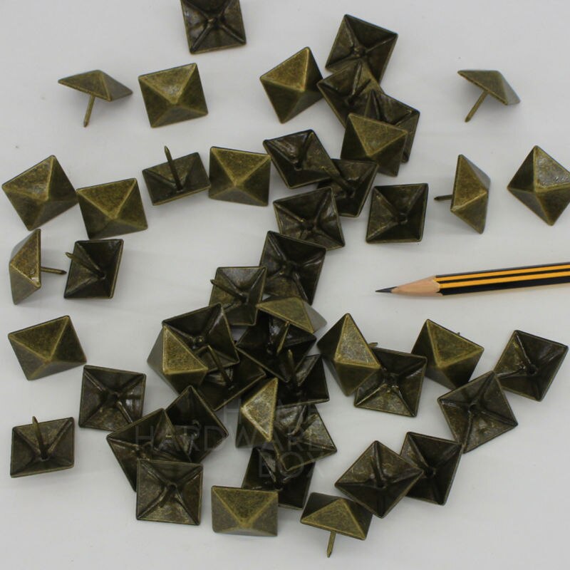 50 tapicería cuadrada de bronce, tachuelas decorativas, muebles, remache, pirámide