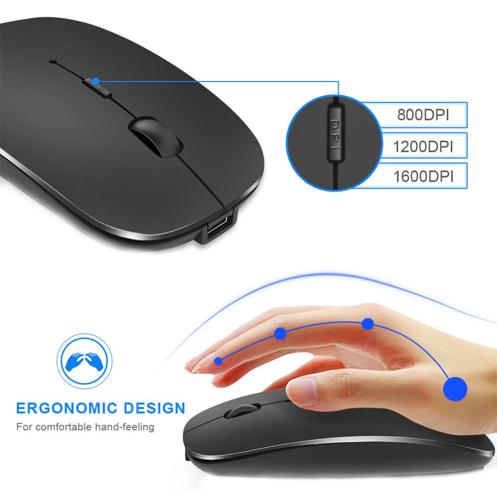1600Dpi Wireless Mouse 2.4Ghz Classic Rechargeable Computer Mice Ultra-Thin Silent Mouse Mute For Laptop PC Office Notebook