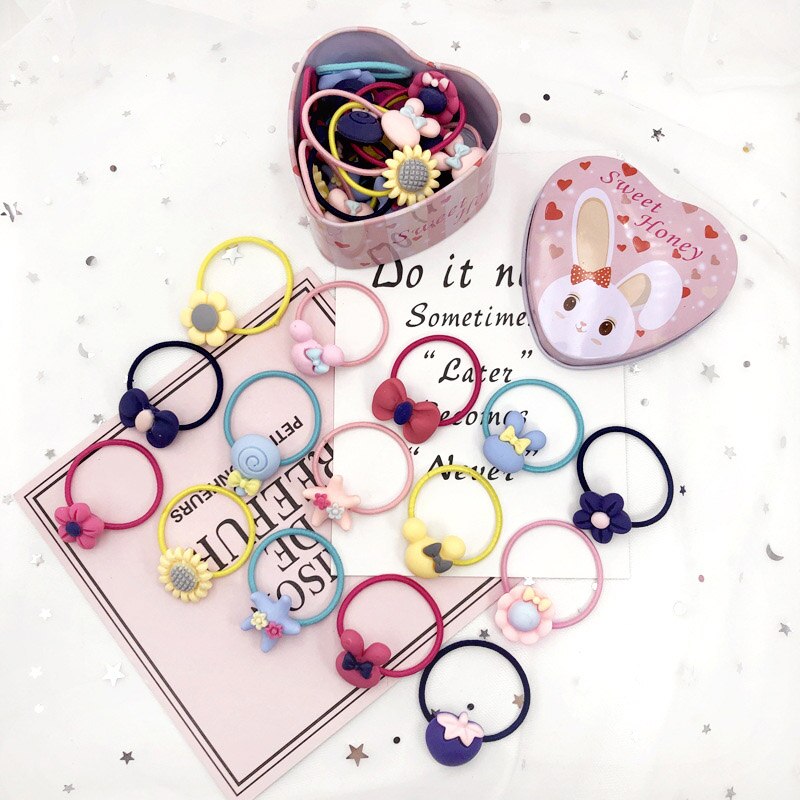 20 teile/los Mädchen Kawaii Elastische Haar Bands Headwear Scrunchies Gummibänder Stirnbänder Haar Zubehör Neue Geboren Baby Haar Band