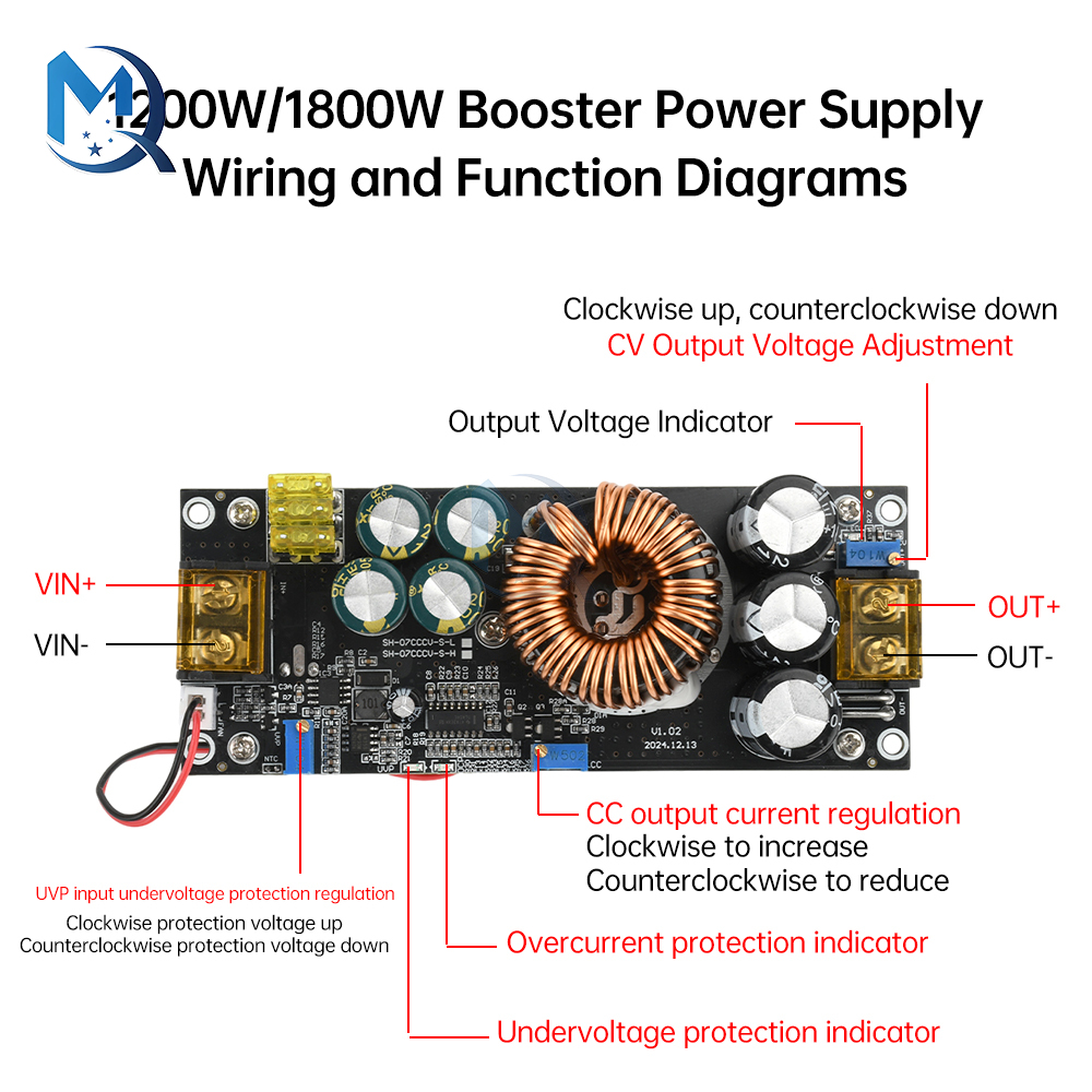 1800W 40A Boost Power Module DC-DC Boost Converter Constant Voltage Constant Current Adjustable Voltage Converter
