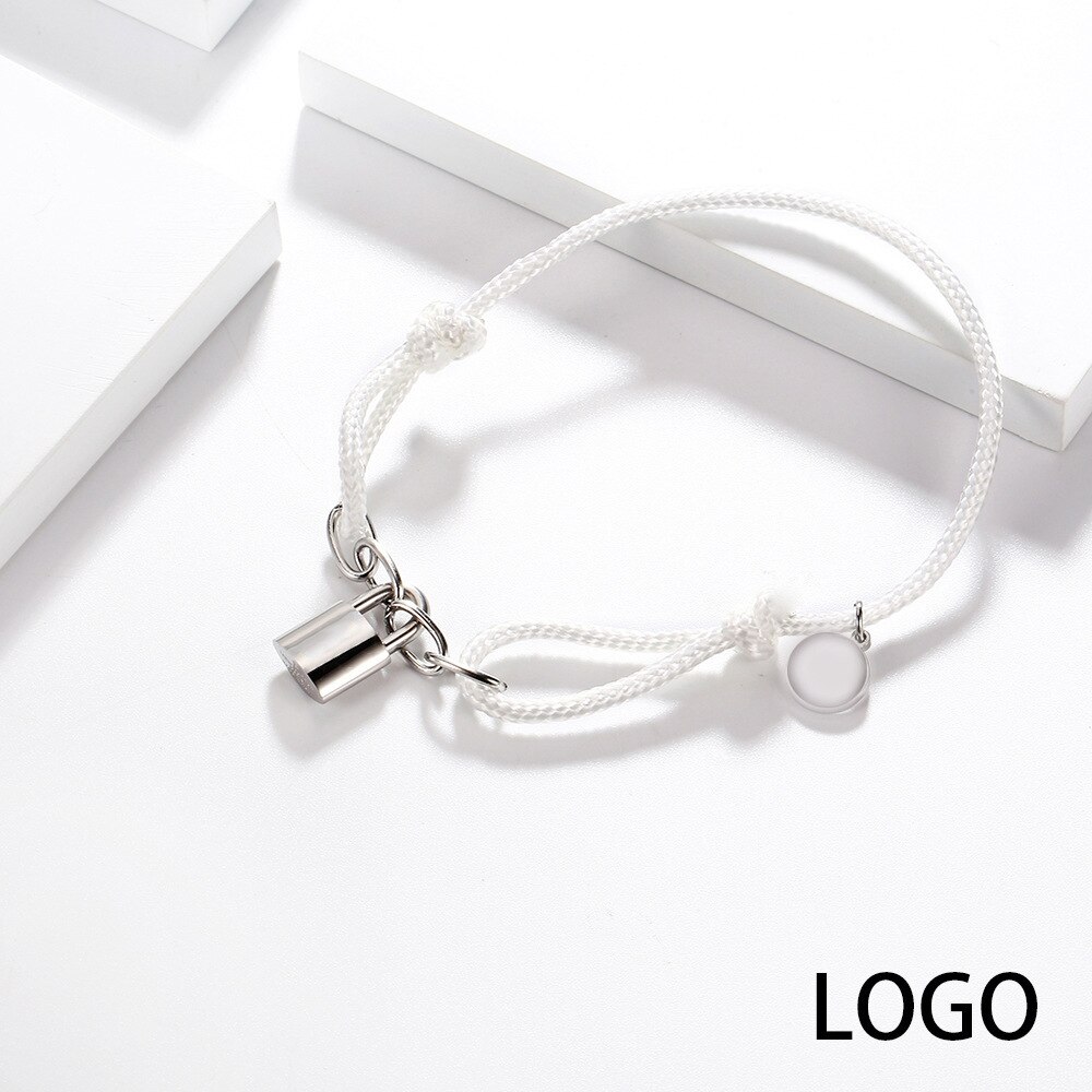 Boyulige klassisk flettet reb armbånd lås populært element par armbånd til mænd og kvinder charme smykker: Hvid