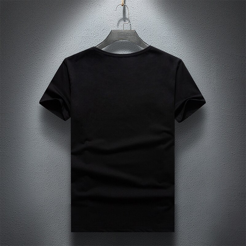 Casual t-shirt herr sommar kortärmad streetwear o-ringad smala bomullströjor strass plus size s -7xl toppar hane