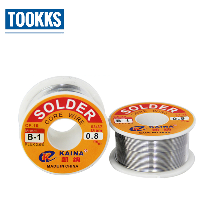 2 stks/partij KAINA 63/37 0.8mm 100g Tin Soldeer Lassen Iron Wire Rosin Core Flux Reel Sodering Accessoires