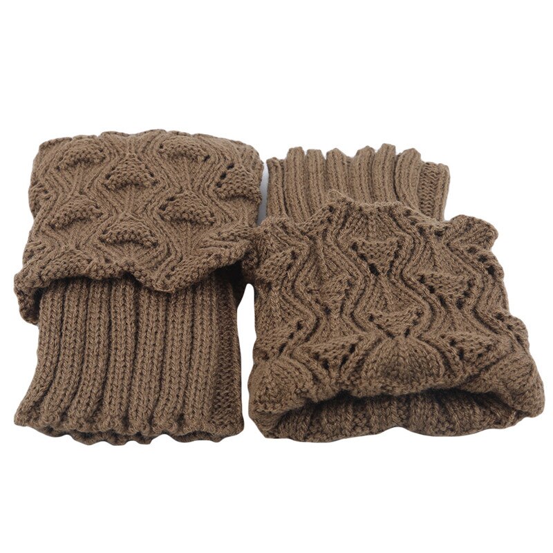 Dames gehaakte laarsmanchetten gebreide korte beenwarmers uitgeholde toppers laarzen enkelwarmers winter beenwarmers: Khaki