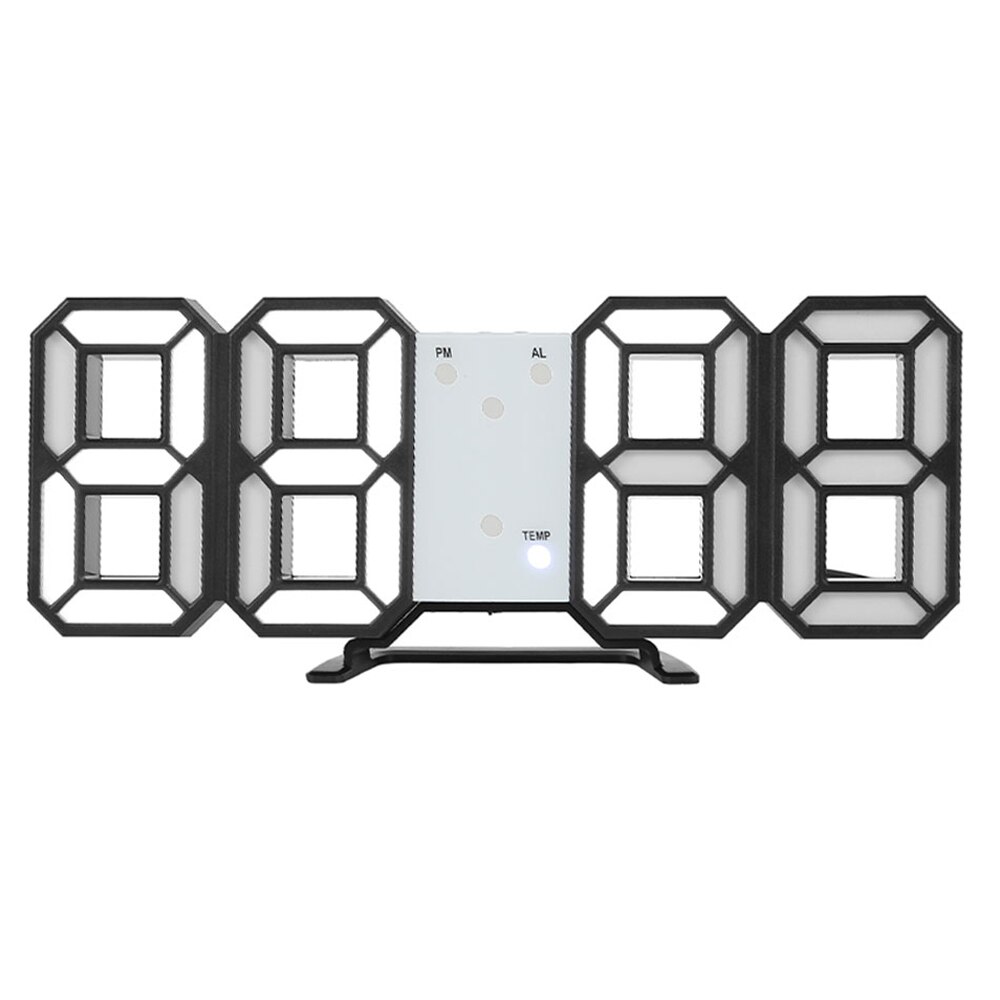 3D LED Digital Wall Clock Modern Stand Hang Clock Alarm Electronic Backlight Desktop Table Clock for Home Room Decor: B