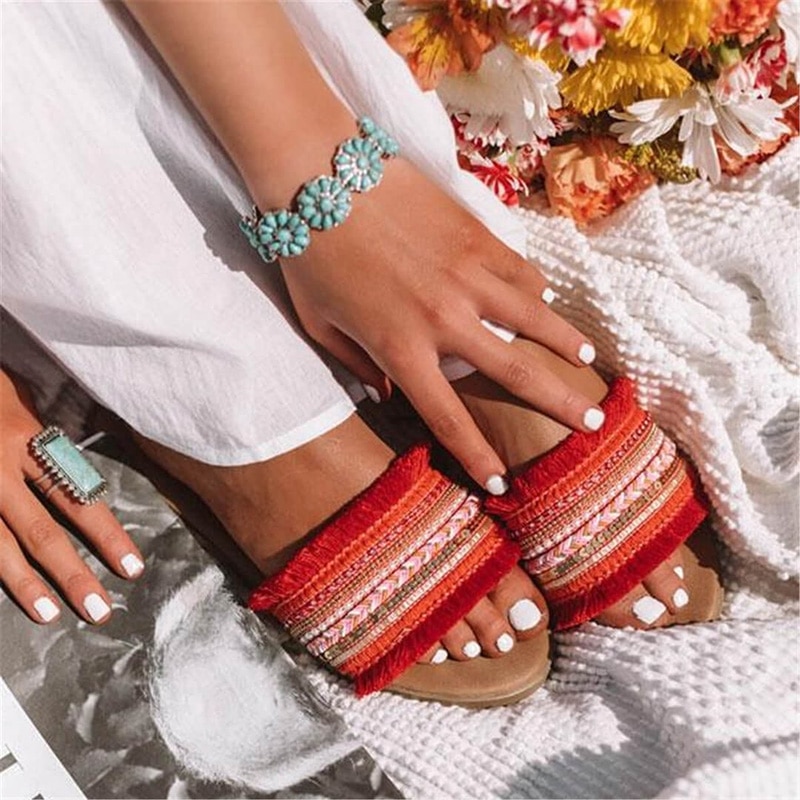 Vrouwen Slippers Zomer Rome Retro Sandalen Platte Casual Schoenen Vrouwelijke Misstap Slides Vrouw Schoenen Plus Size Sandalias mujer