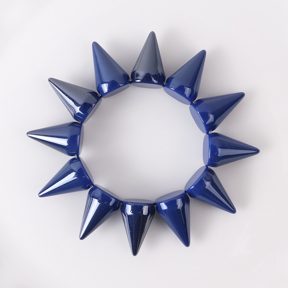 FishSheep Acryl Spike Armbanden Bnagles Rock Punk Plastic Elastische Klinknagels Studs Armbanden &amp; Bangles Voor Vrouwen Polsband Bijoux: Dark Blue