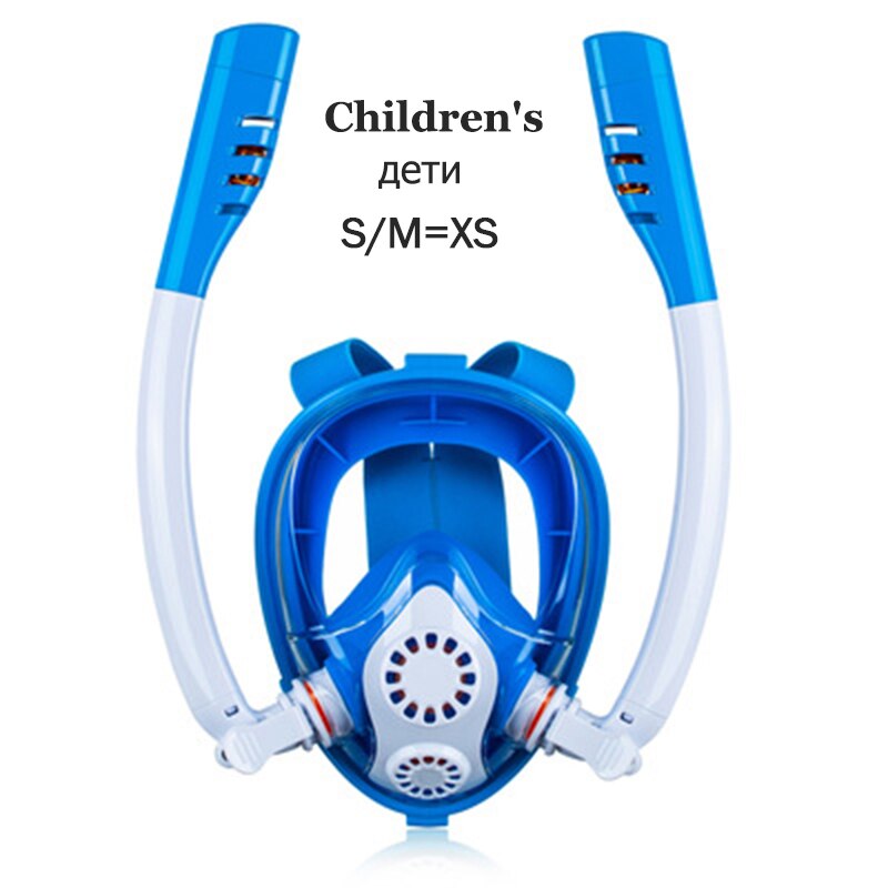 Scuba Diving Mask Full Face for Kids Double Tube Snorkeling Masks Dry Skin Dive Children Swimming Snorkel Diving Equipment: color 02