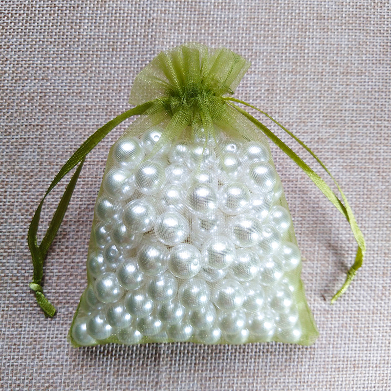 100pcs/lot 5x7 7x9 9x12CM Organza Bags Wedding Party Christmas Decoration Drawstring Bag Pouch Jewelry Packaging Bags: 7x9cm / ArmyGreen
