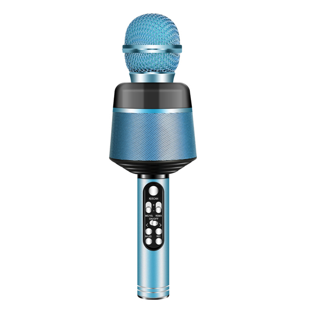 Draadloze Bluetooth Karaoke Microfoon Professionele Spreker Ktv Muziek Speler Zingen Recorder Handheld Condensator Microfoon Zingen: Blue