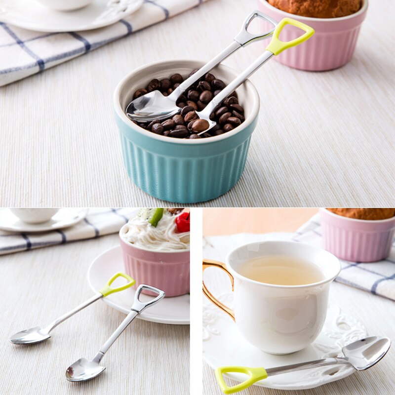 Cuchara de acero inoxidable Retro para comer ensalada, postre, vajilla, cubiertos, de San Valentín V3798