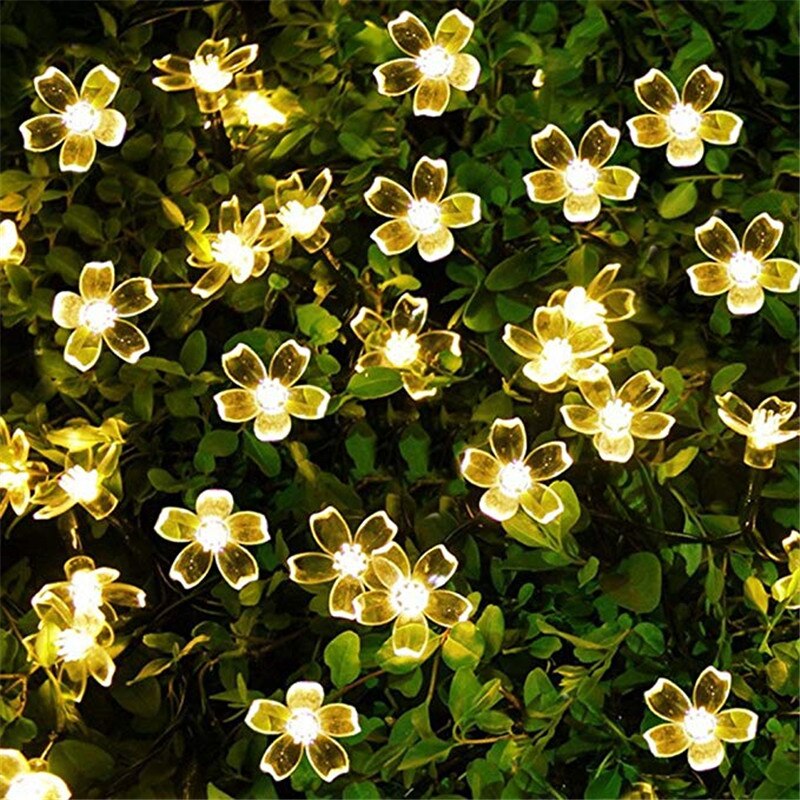 ECLH 5m 7m 12m 22m Pfirsich Blume Solar- Lampe Energie LED Schnur Fee Lighs 1,2 V Solar- Girlanden Garten Weihnachten Dekor Für draussen