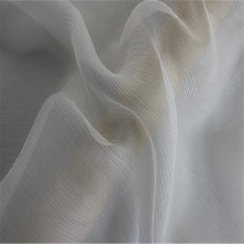 Tissu en mousseline de soie froissée , 5.5 m/m, 140cm, 54 pouces, crêpe Georgette de soie pour foulard: 1 natural white