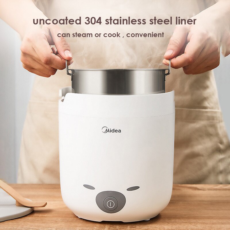 Midea-Olla arrocera eléctrica portátil de acero inoxidable, 1,3l, electrodomésticos de cocina multifuncionales para dormitorio de baja potencia, disponible