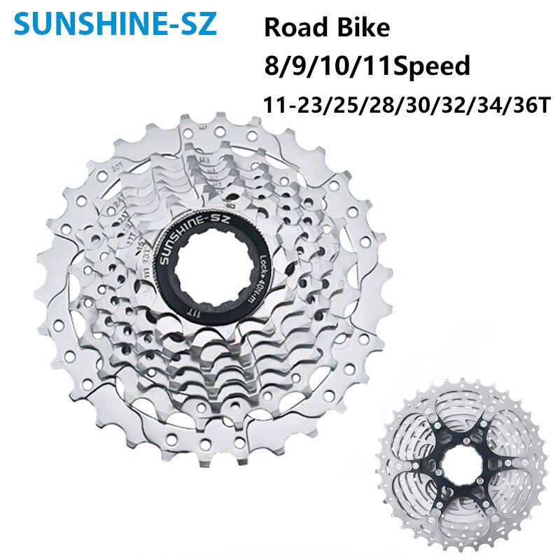 SONNENSCHEIN Rennrad 8/9/10/11 Geschwindigkeit Velocidade Fahrrad Kassette 11-23T/25T/28T/30T/32T/34T/36T Freilauf Kettenrad für SHIMANO