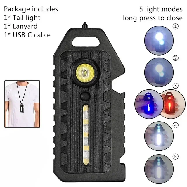Portable Mini LED Flashlights USB Rechargeable EDC Flashlight with Battery Display Magnetic Working Light 7 Modes Fishing Torch: Cold White