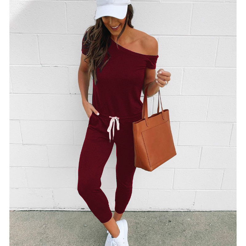 Meihuida dames zomer koude schouder homewear bodycon jumpsuits veter casual clubwear straat romper met riem