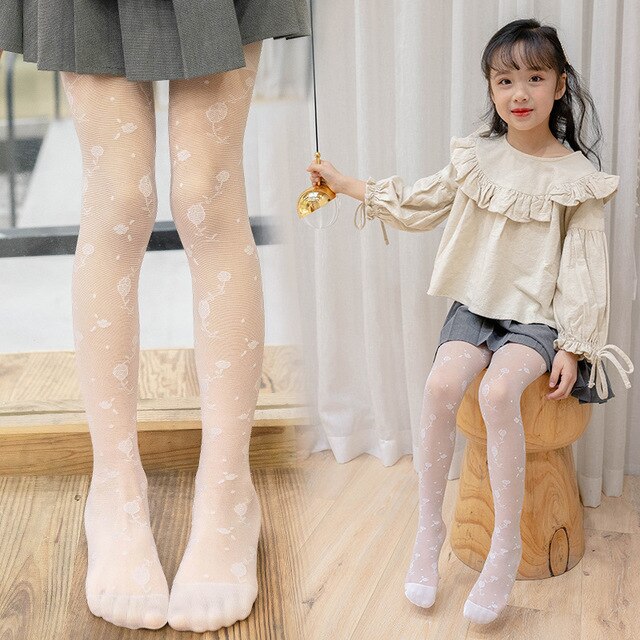 Bambini fiore collant estate ragazze sottili collant anti-zanzara seta traspirante collant per bambini calze da ballo