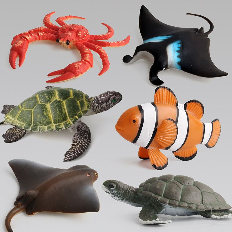 Sea Animal Model Blue Gray Whale Sperm Whale Shark Dolphin Manta Rays Oceans World DIY Epoxy Mini Figurine Action Figures Toys