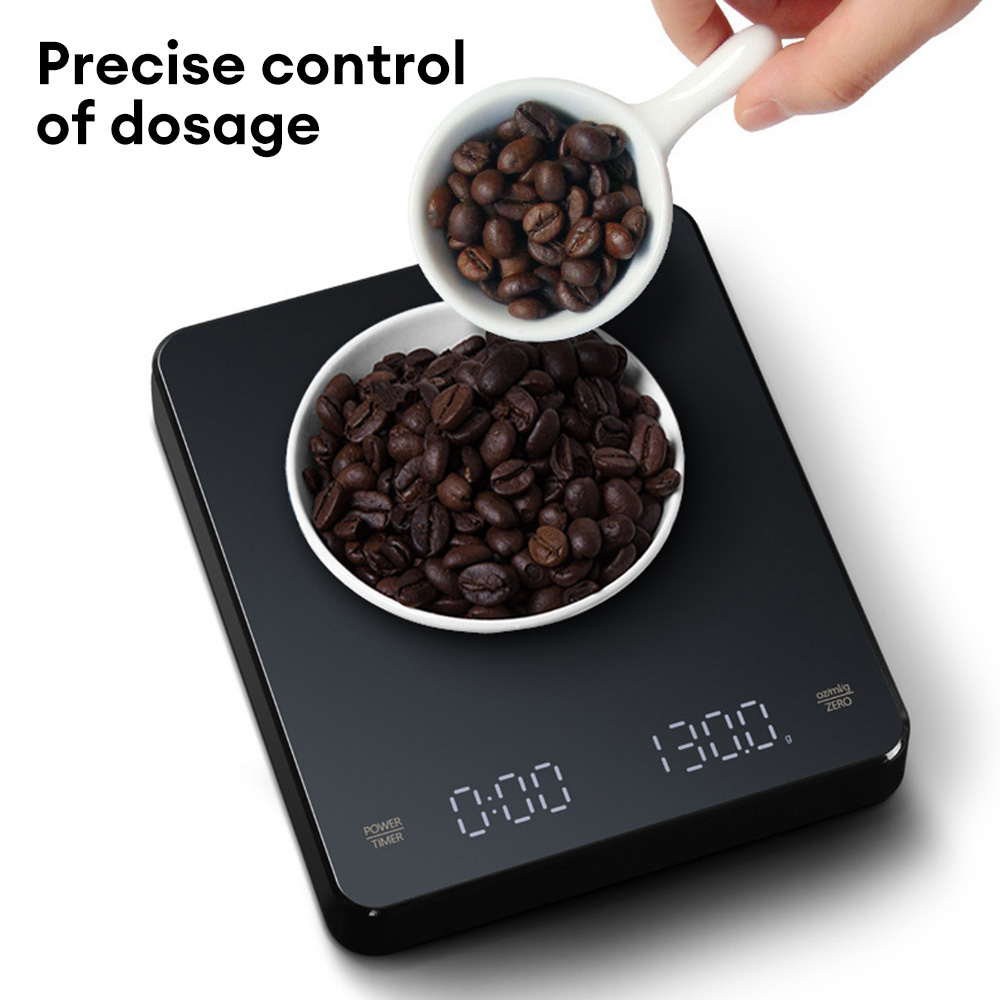 Digitale koffieweegschaal met timer LED-scherm Espresso USB 3 kg Max. Wegen 0,1 g Hoge precisie Maatregelen in Oz/ml/g Keukenweegschaal