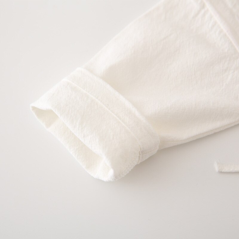 Ropa china de algodón para niños, camisa blanca con cuello de Cruz para bebé